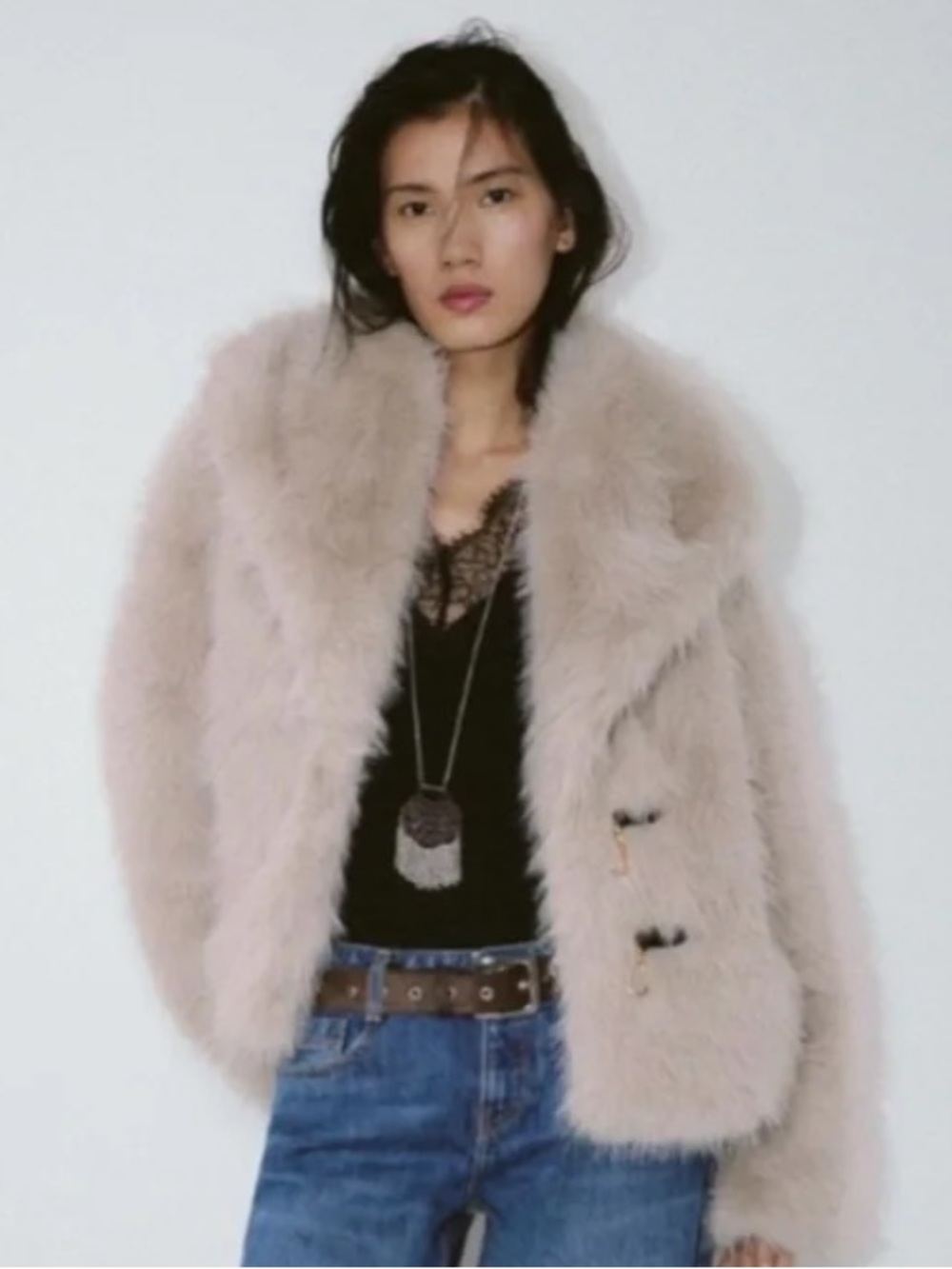 Zara faux fur toggle closure jacket. Super soft!